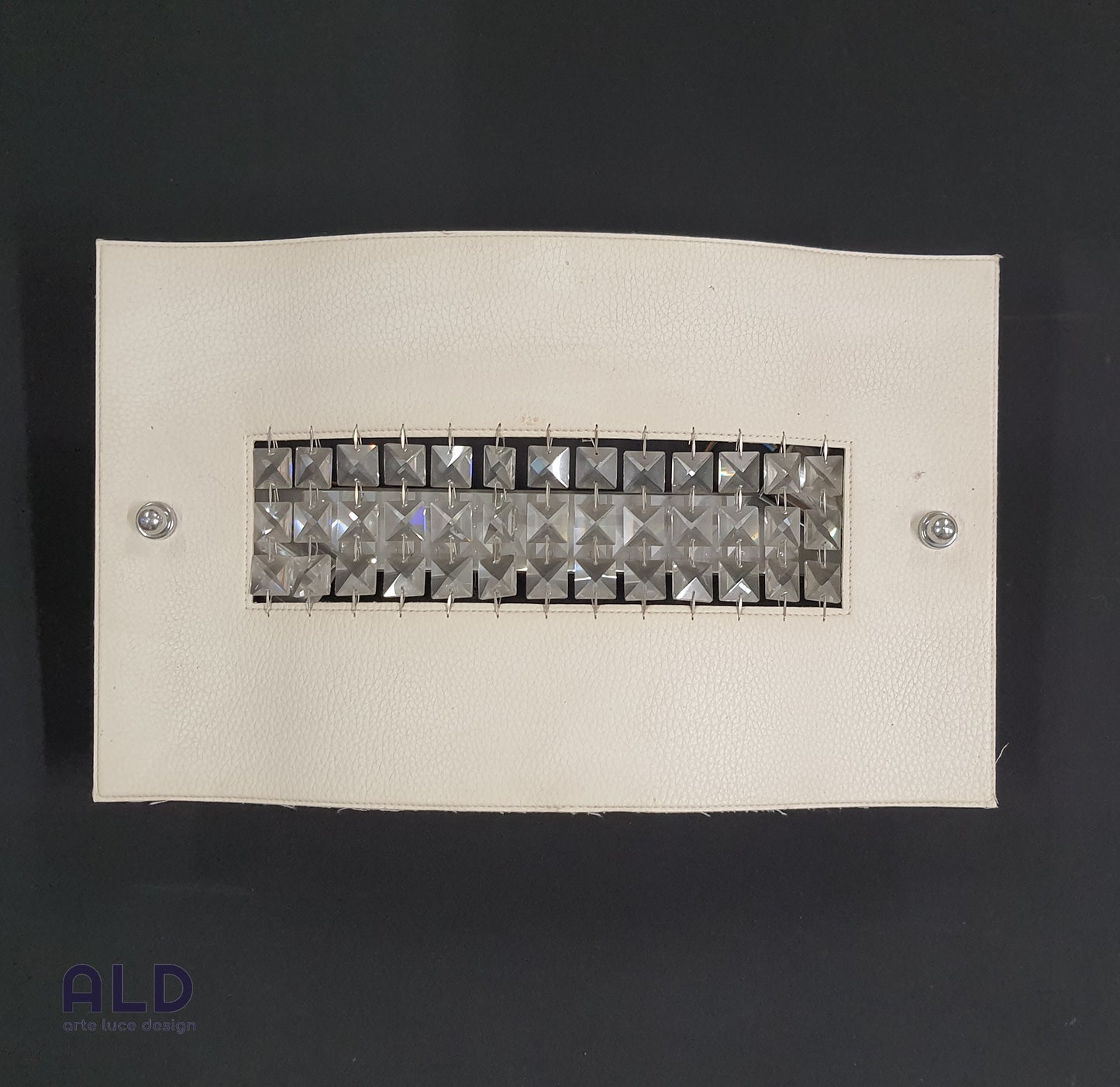 Plafoniera  in ecopelle bianca e strass 2 luci E27 lampada da parete moderna