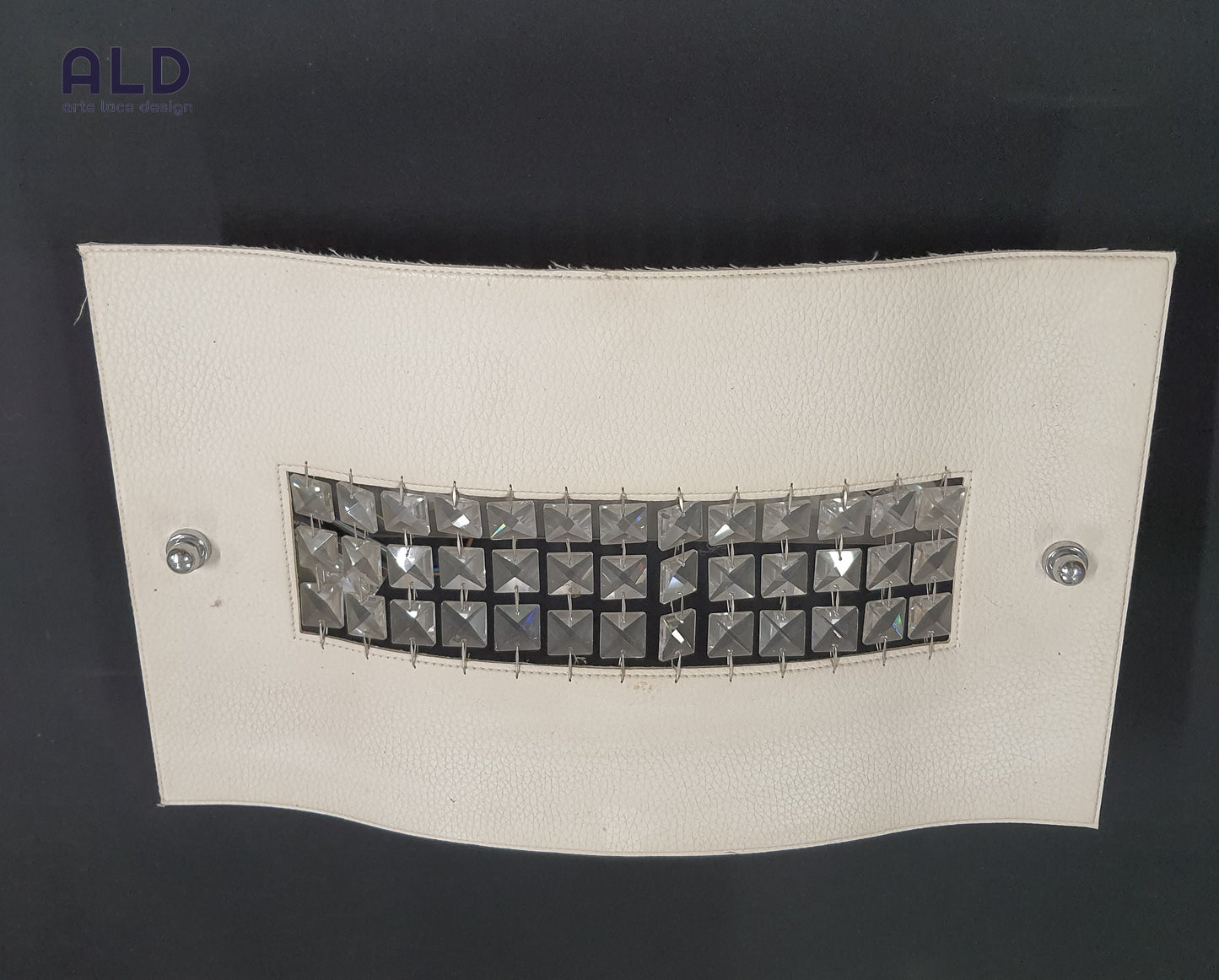 Plafoniera  in ecopelle bianca e strass 2 luci E27 lampada da parete moderna