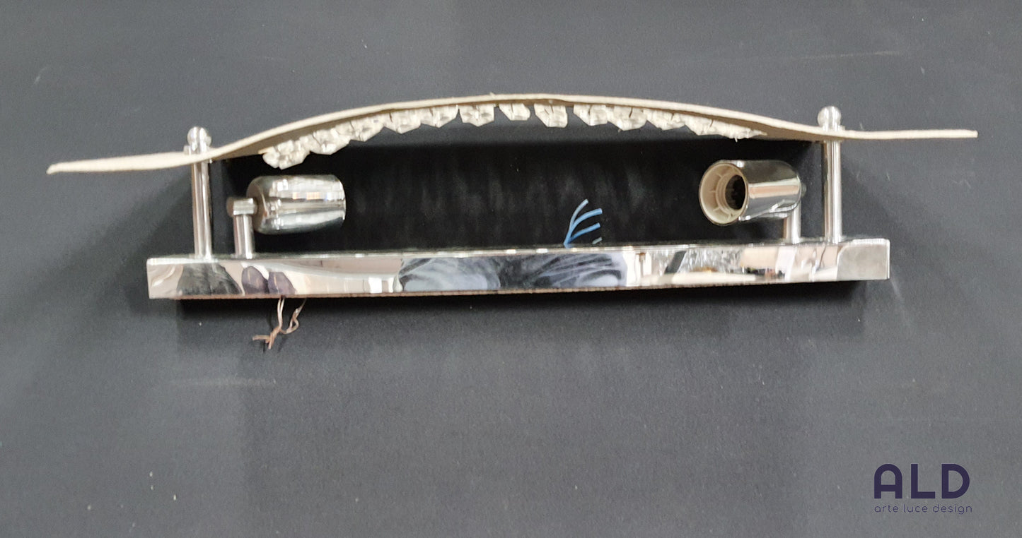 Plafoniera  in ecopelle bianca e strass 2 luci E27 lampada da parete moderna