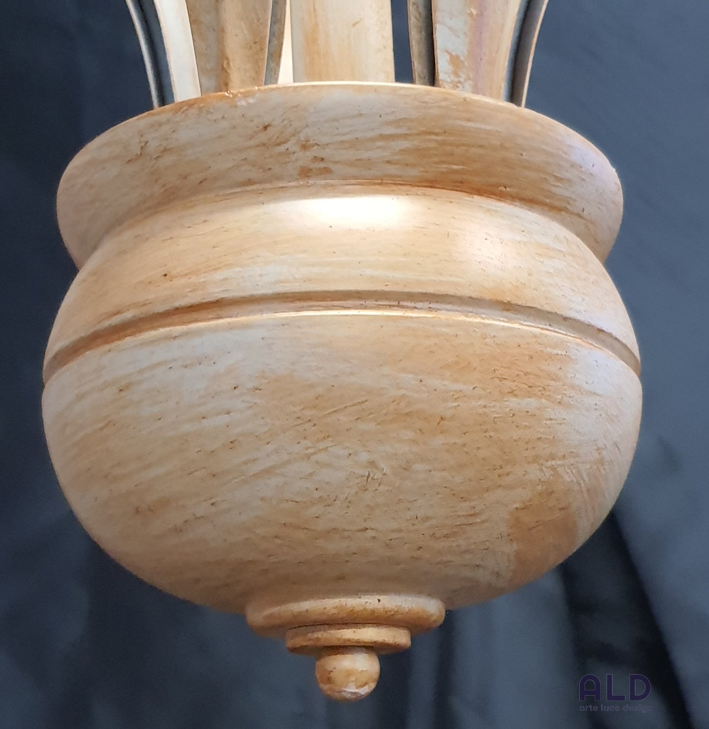 Lampadario classico in legno e ferro battuto per cameretta ingresso 5 luci e14