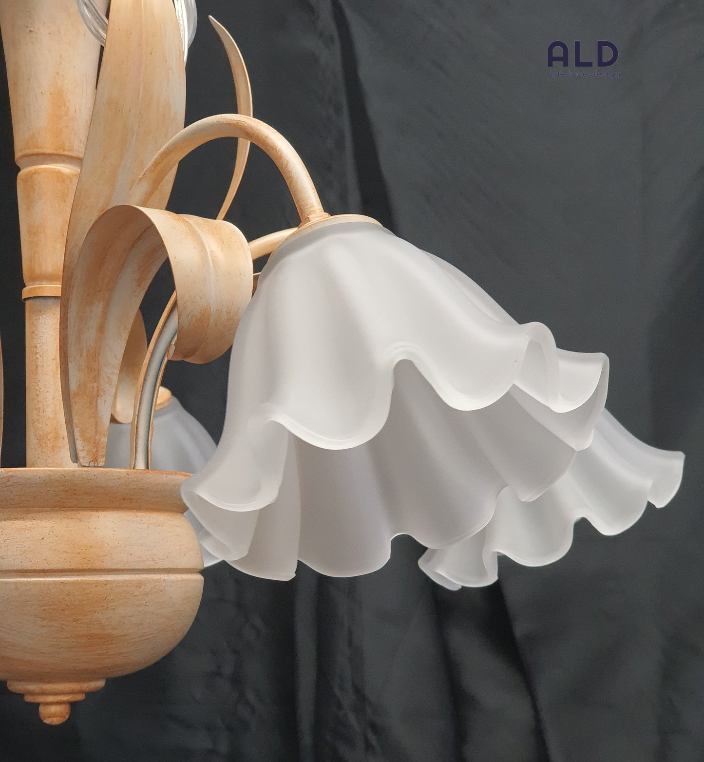 Lampadario classico in legno e ferro battuto per cameretta ingresso 5 luci e14