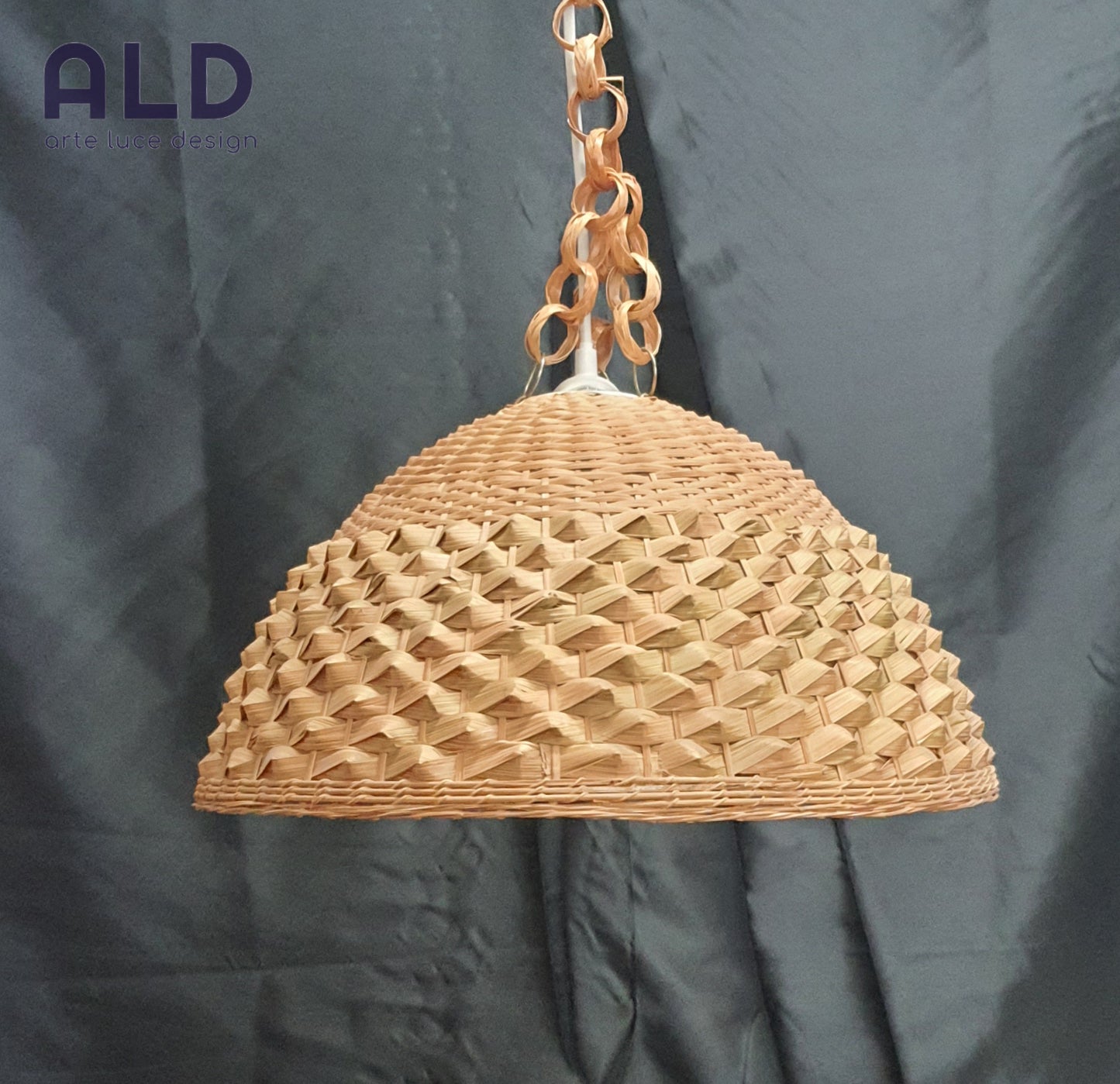 Lampadario rustico in vimini sospensione da cucina ingresso gazebo 1 luce E27