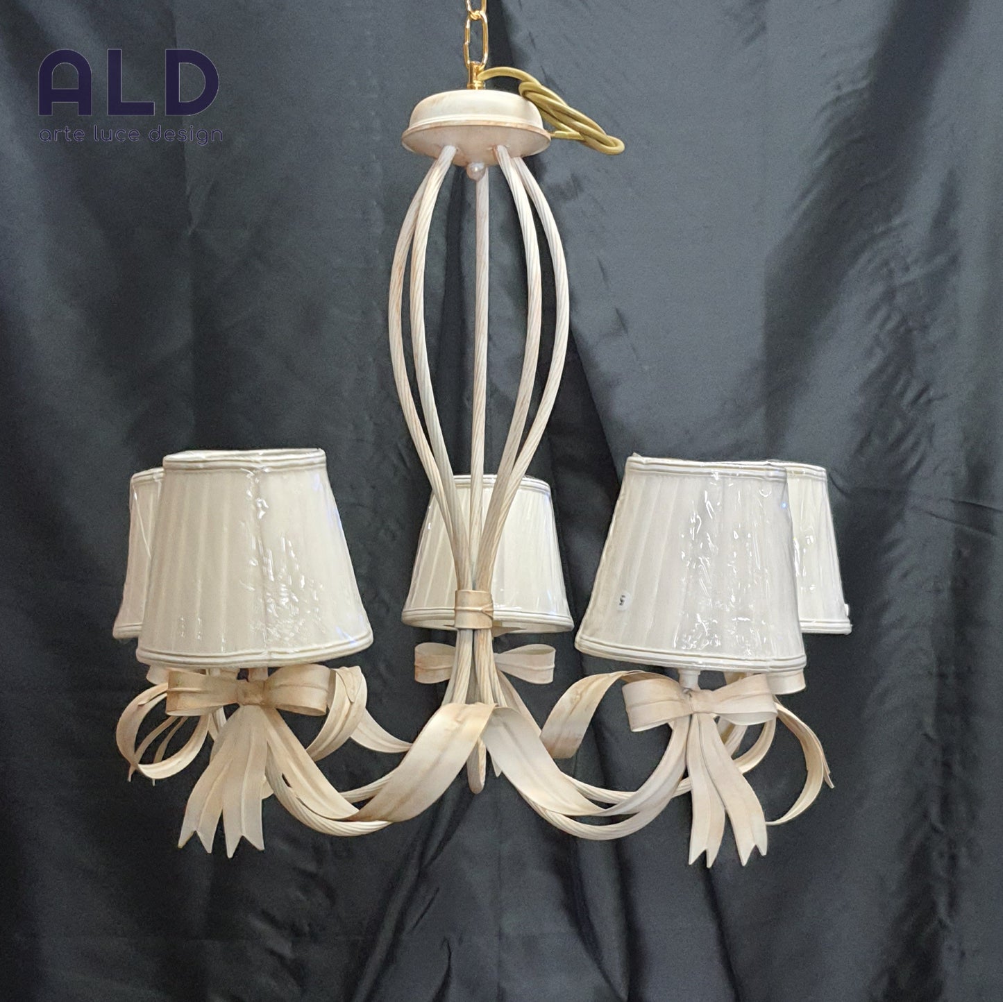 Lampadario classico in ferro battuto per camera da letto cameretta 5 luci e14