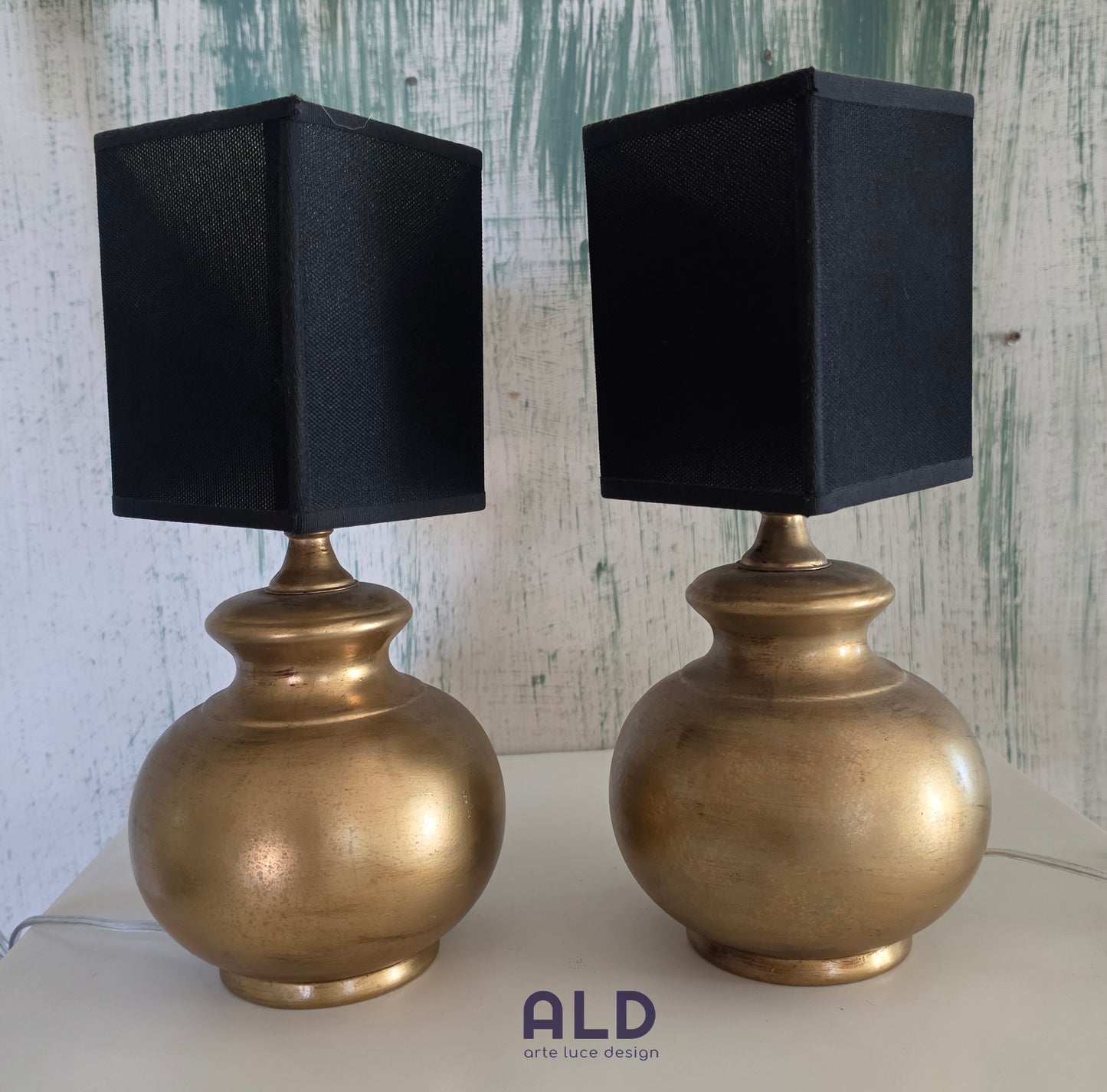 Coppia lumetti in terracotta oro per camera da letto lampade da tavolo lumi e14