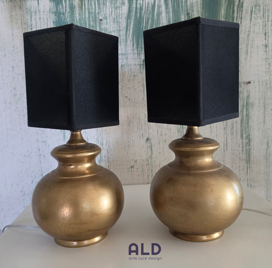 Coppia lumetti in terracotta oro per camera da letto lampade da tavolo lumi e14