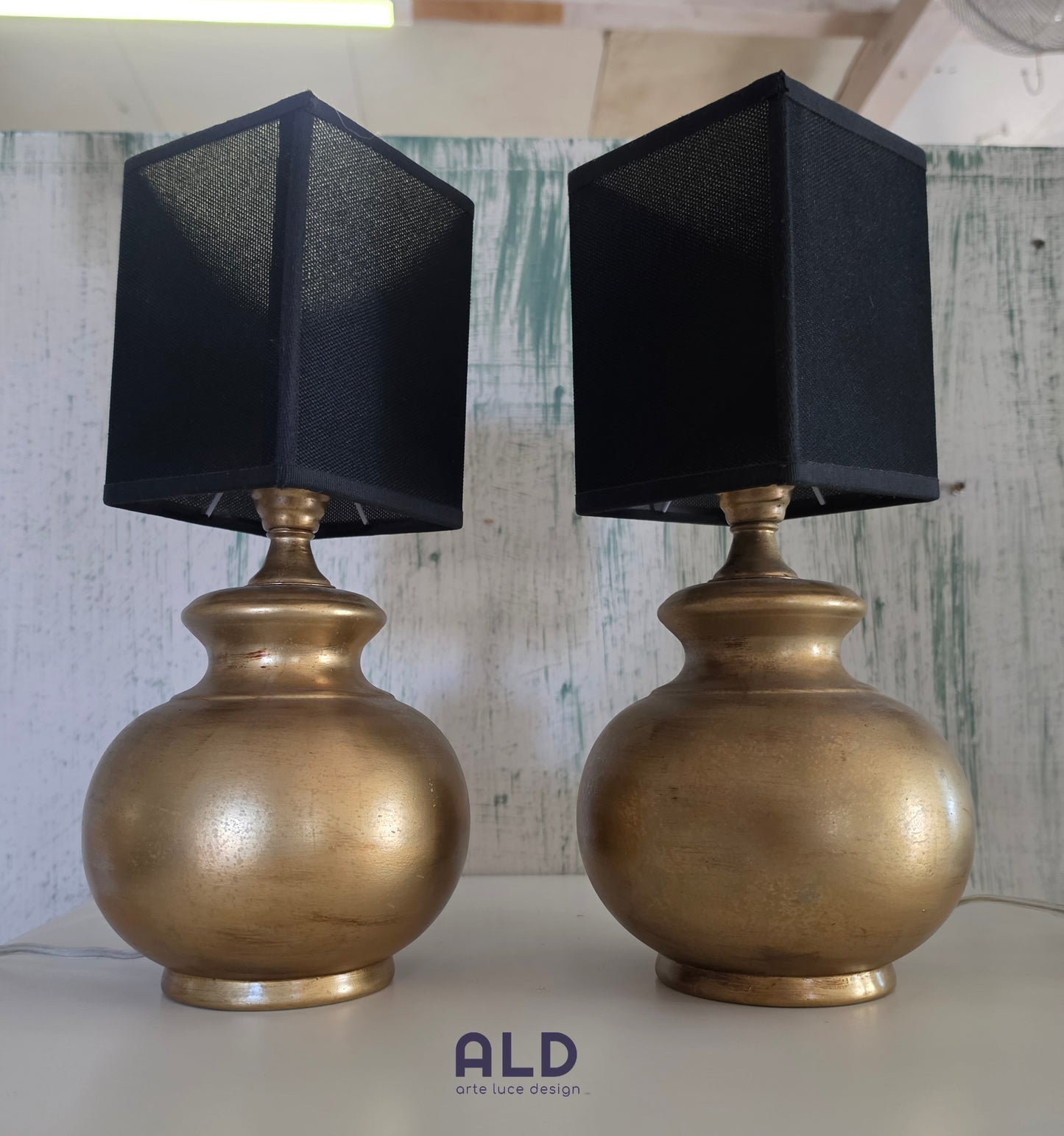 Coppia lumetti in terracotta oro per camera da letto lampade da tavolo lumi e14