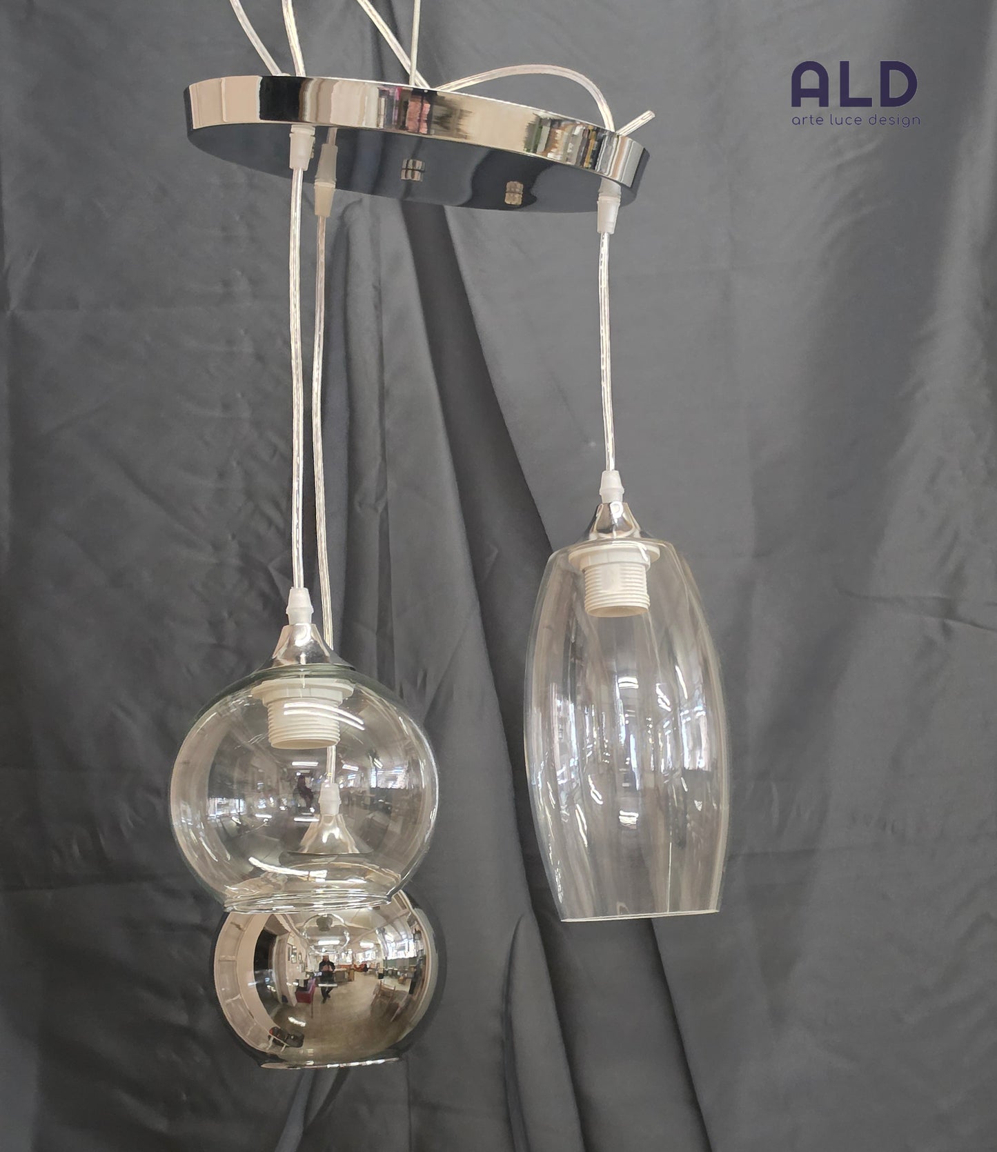 Lampadario a sospensione da cucina pendel moderno a 3 luci E27 vetro trasparente