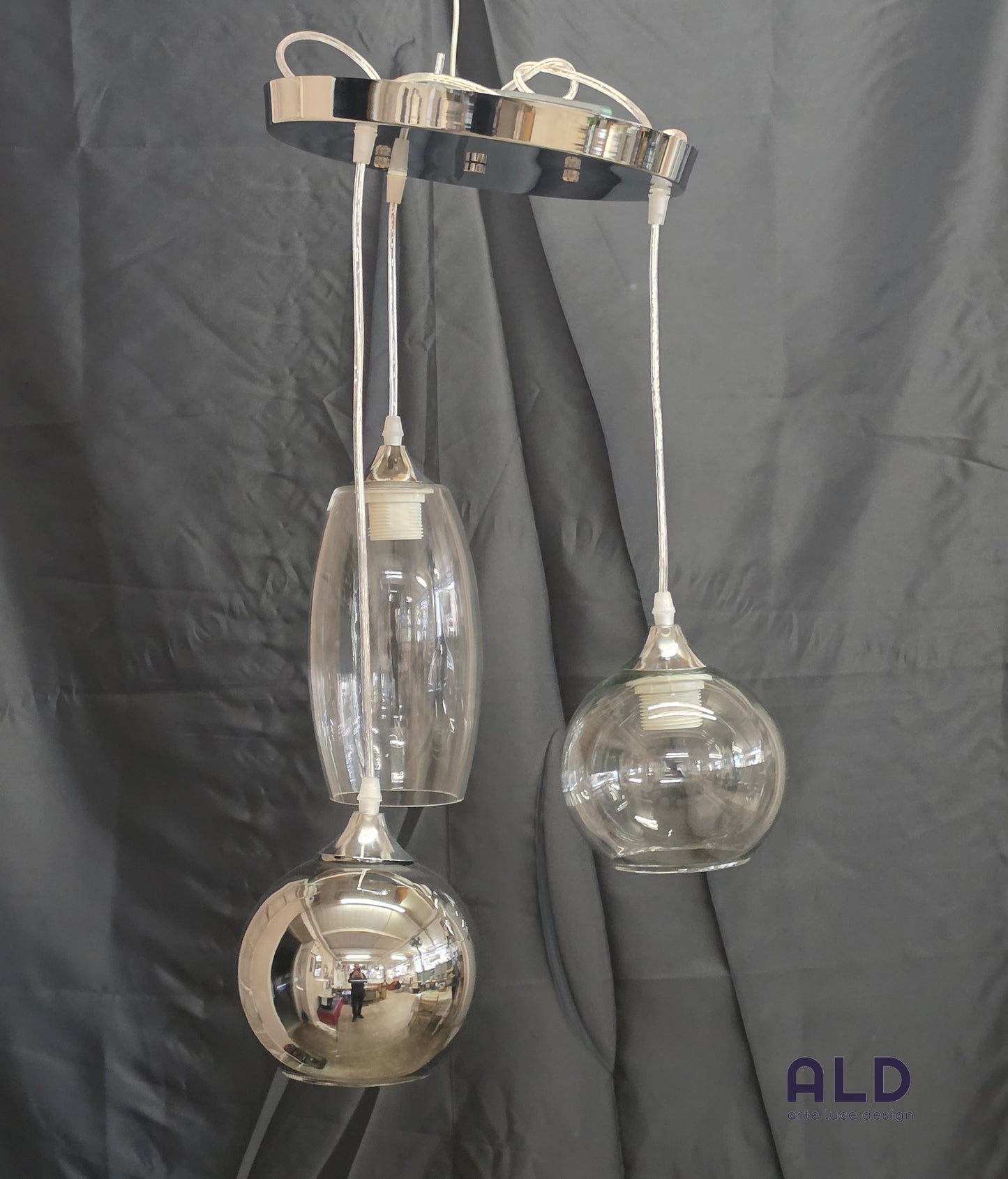 Lampadario a sospensione da cucina pendel moderno a 3 luci E27 vetro trasparente