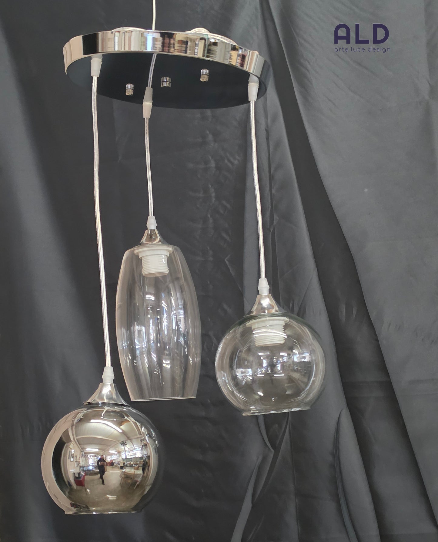 Lampadario a sospensione da cucina pendel moderno a 3 luci E27 vetro trasparente