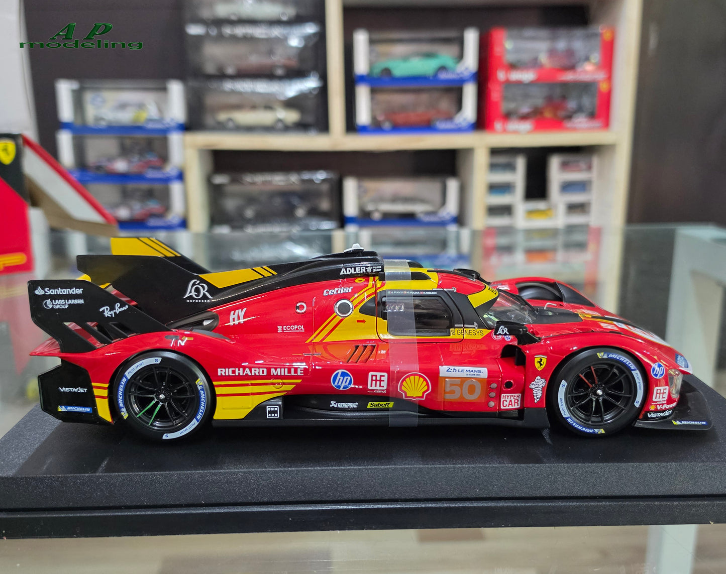 modellino auto scala 1/18 Ferrari 499p champion 2024 n50 modellini della bburago