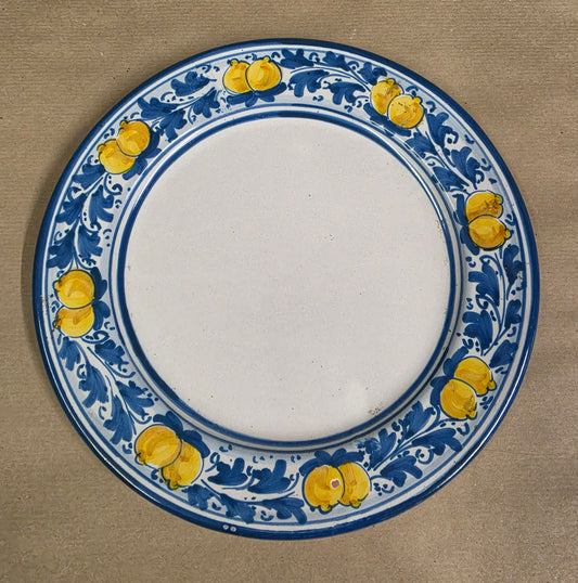 Piatto in ceramica di Caltagirone decorazione limoni murale da appendere da appoggio