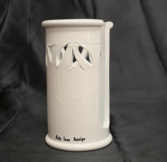 Porta bicchieri da cucina in terracotta bianca smaltata portabicchieri H20cm