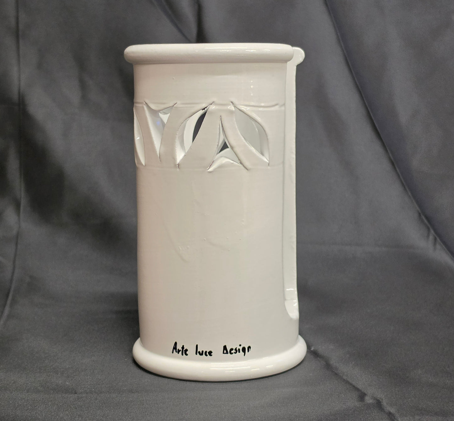 Porta bicchieri da cucina in terracotta bianca smaltata portabicchieri H20cm