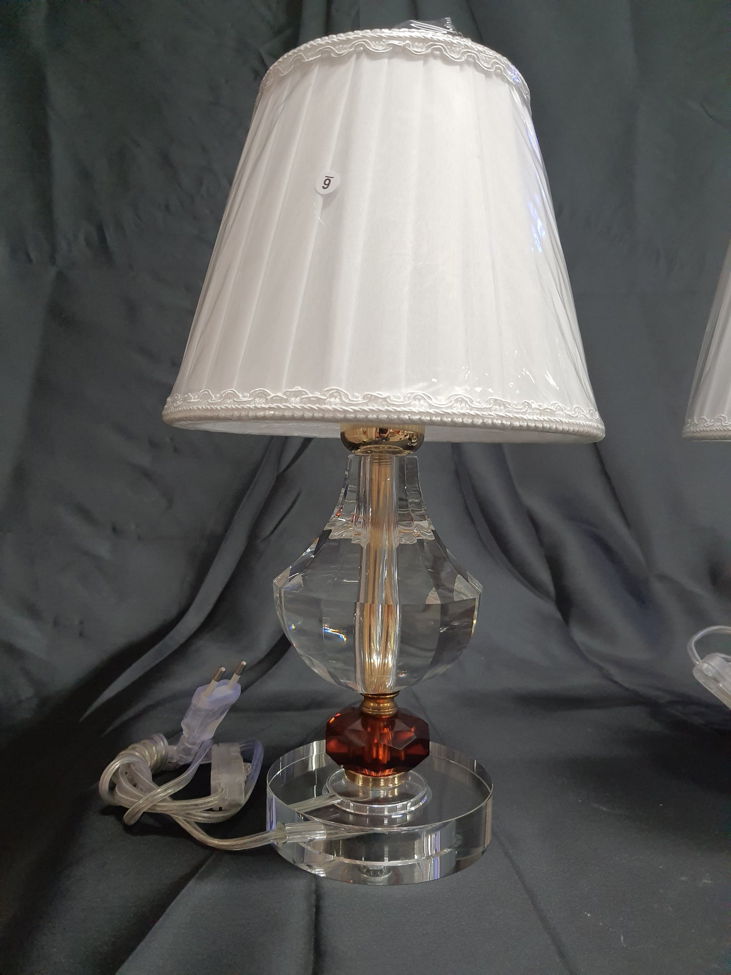 Coppia Lampade da tavolo in cristallo trasparente  ambra lumetti camera da letto