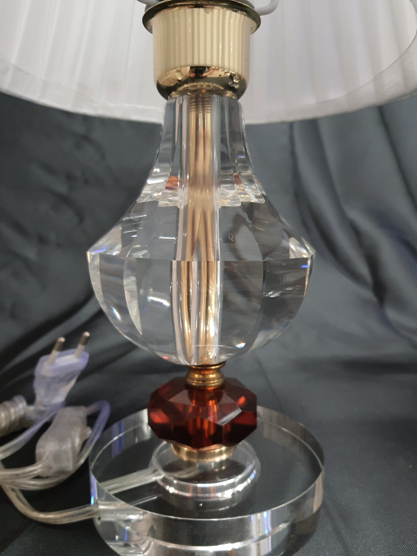 Coppia Lampade da tavolo in cristallo trasparente  ambra lumetti camera da letto
