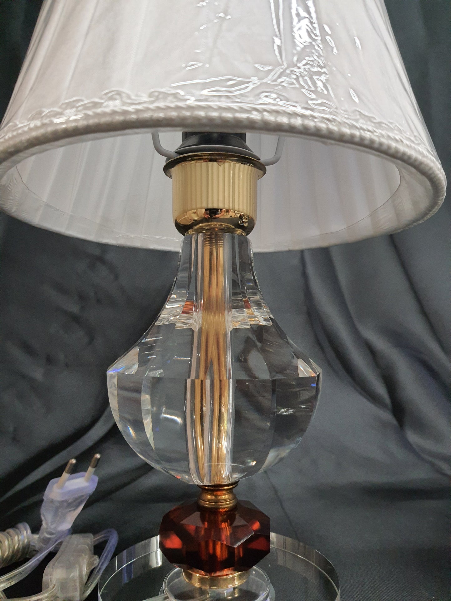 Coppia Lampade da tavolo in cristallo trasparente  ambra lumetti camera da letto