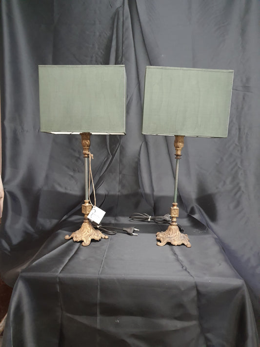 Coppia Lampade classiche da tavolo lumetti da comodino camera da letto in ottone