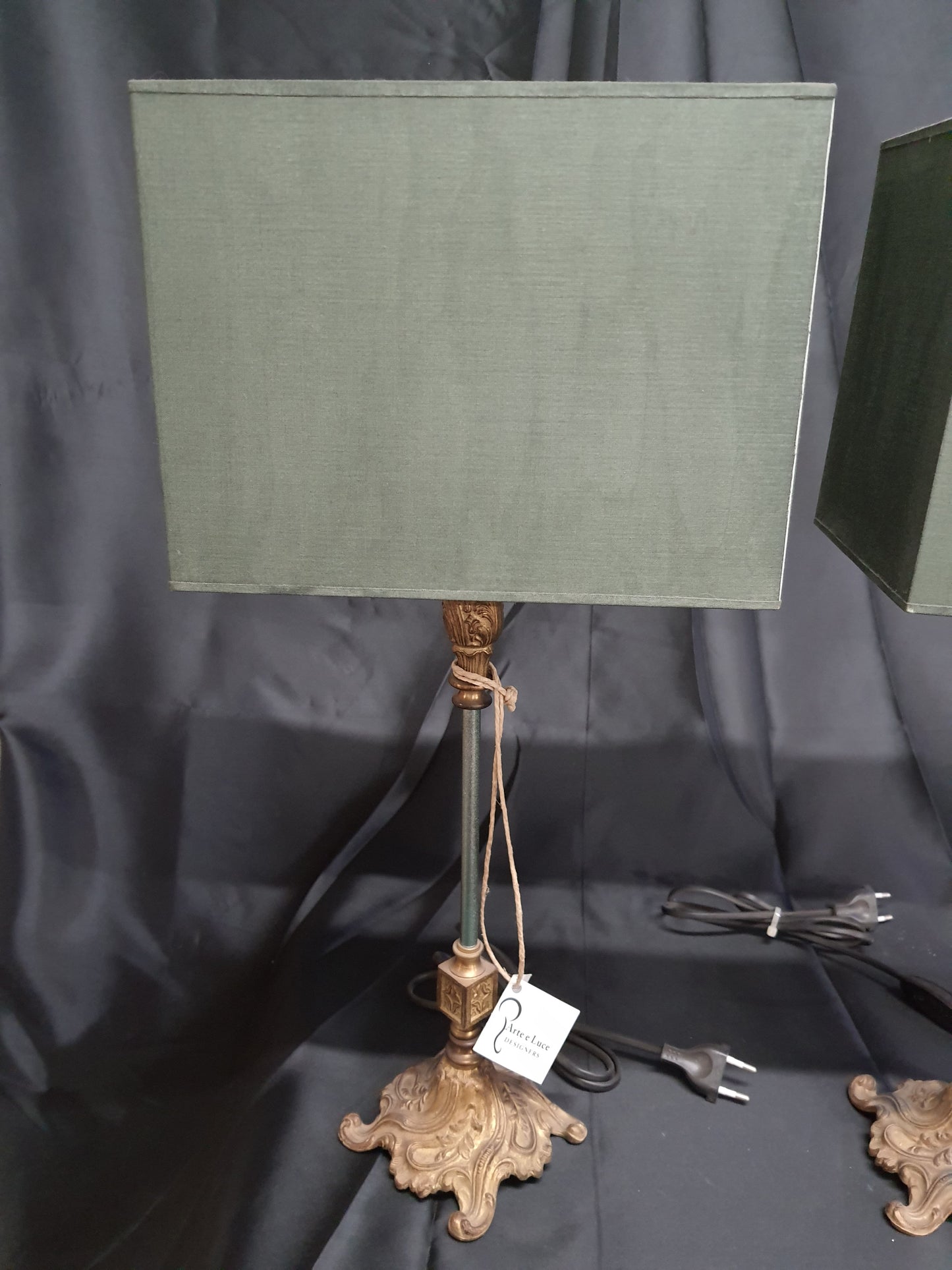Coppia Lampade classiche da tavolo lumetti da comodino camera da letto in ottone