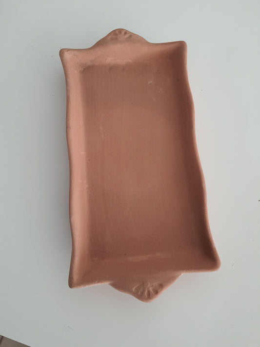 Vassoio piccolo in terracotta rossa grezza per tazzine da caffè, bicchieri