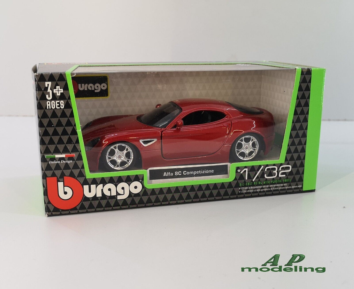 modellino auto scala 1/32 alfa romeo 8C competizione da collezione burago