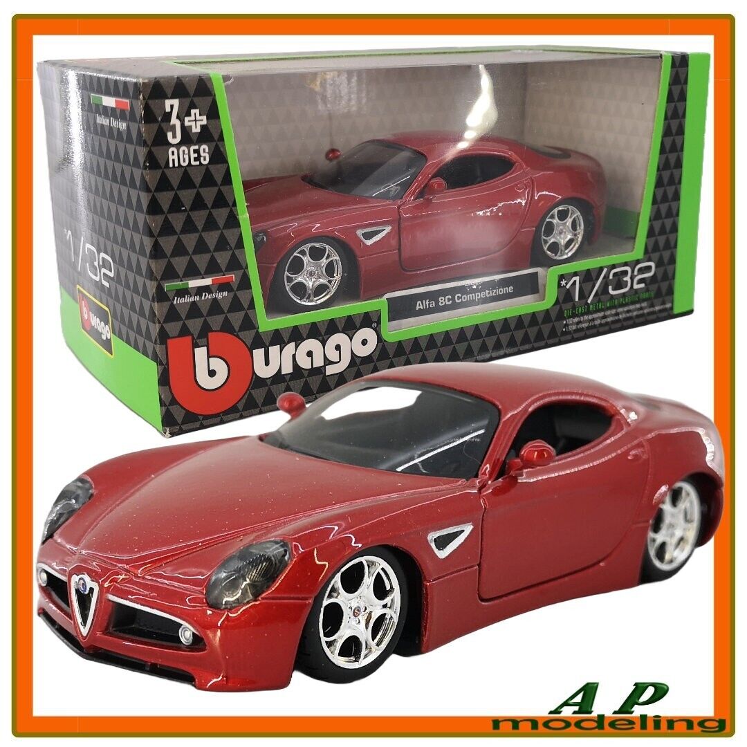 modellino auto scala 1/32 alfa romeo 8C competizione da collezione burago