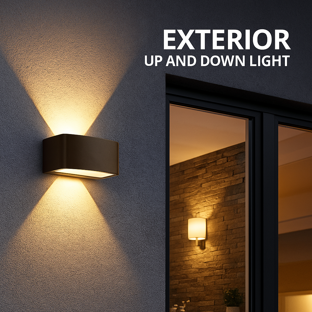 applique da esterno e27 bi emissione ip54 doppia luce illuminazione per parete