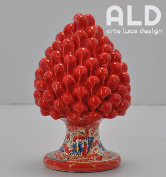 Pigna soprammobile portafortuna decorazione rossa in ceramica di Caltagirone