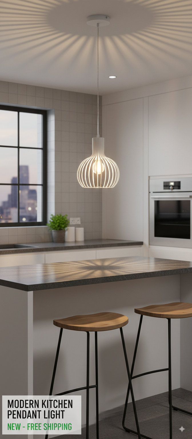 Sospensione moderna a 1 luce E27 lampadario bianco da cucina paralume traforato