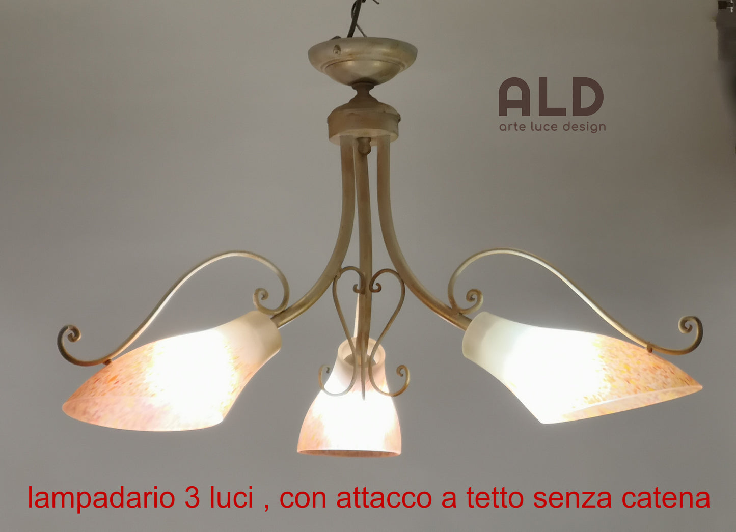 Lampadario moderno a sospensione in metallo 3 per cucina cameretta bagno