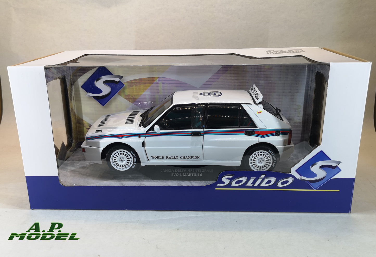 modellino auto 1:18 lancia delta hf integrale evo 1 martini 6 modellini solido