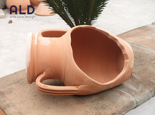 Vaso terracotta quattara rotta siciliana soprammobile da giardino porta piante