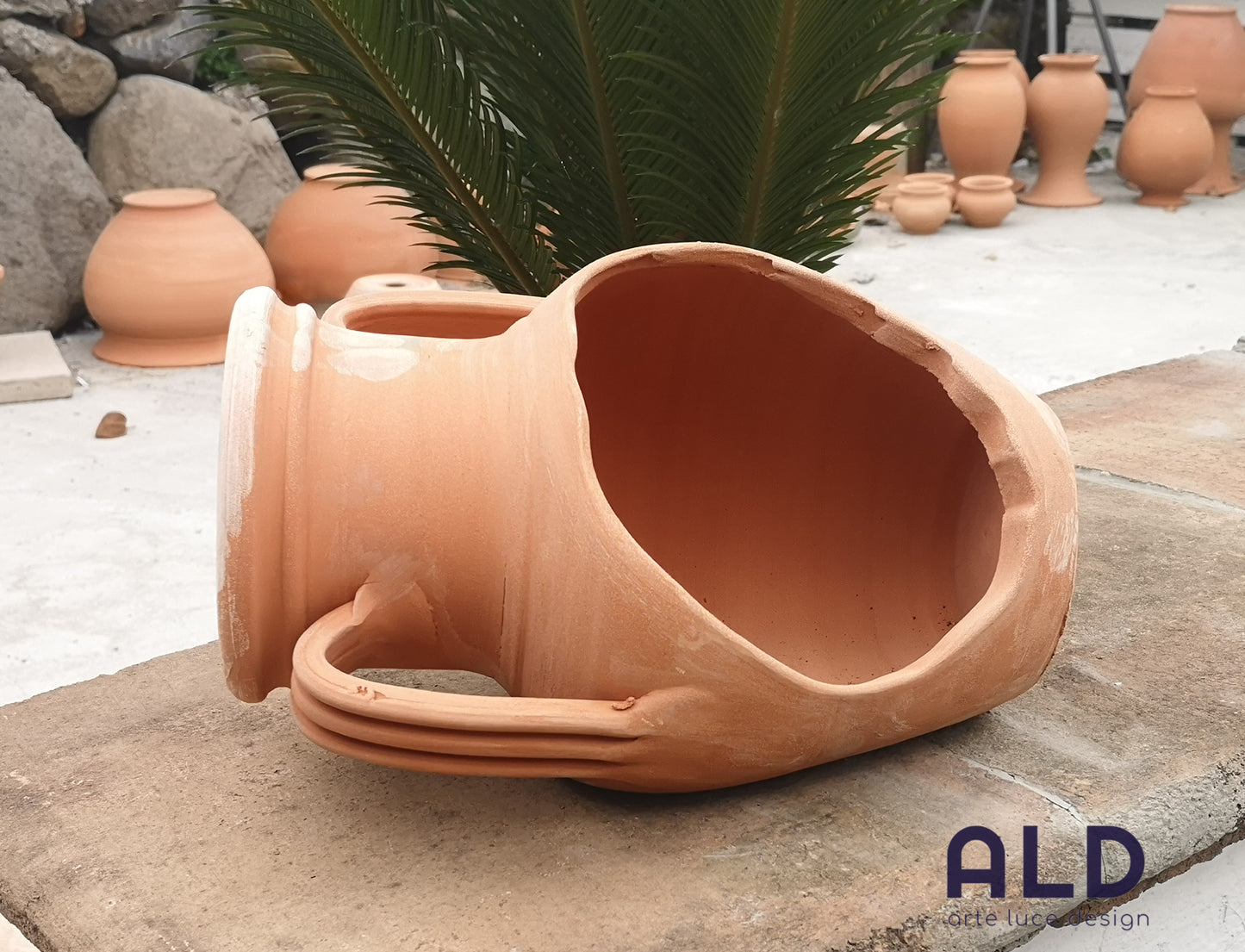 Vaso terracotta quattara rotta siciliana soprammobile da giardino porta piante