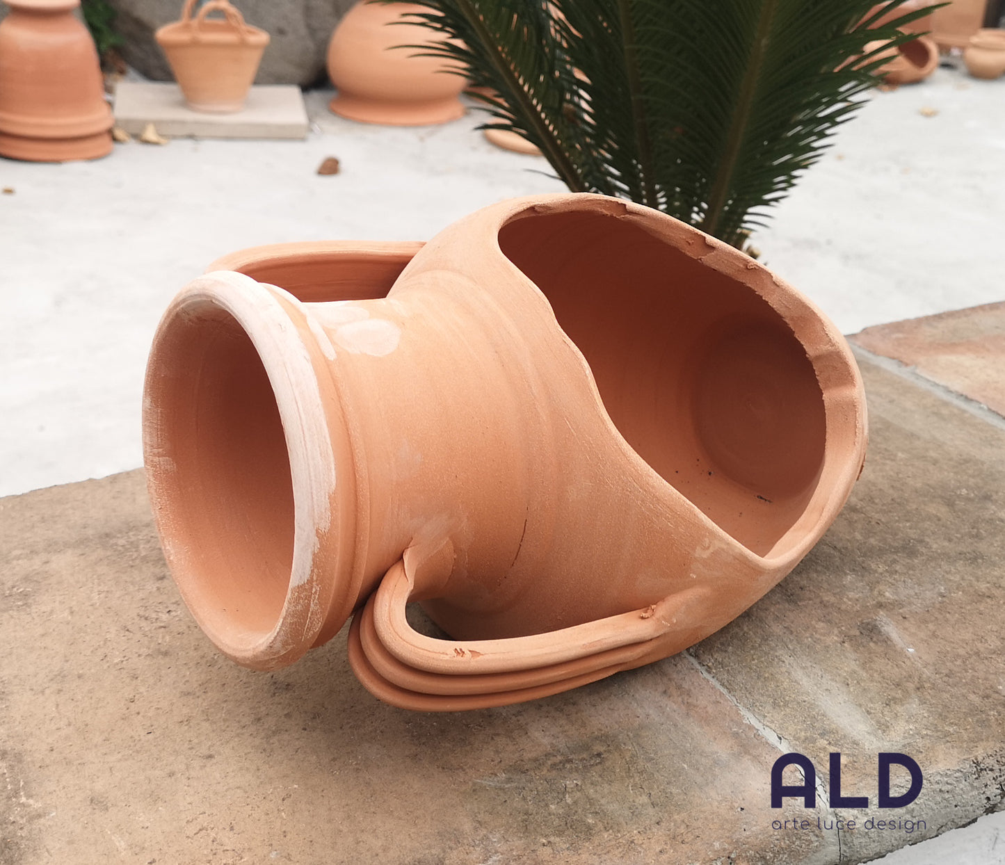 Vaso terracotta quattara rotta siciliana soprammobile da giardino porta piante