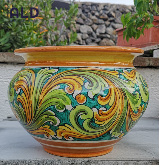 Vaso caspo cache-pot cachepot in ceramica di Caltagirone copri vaso porta piante