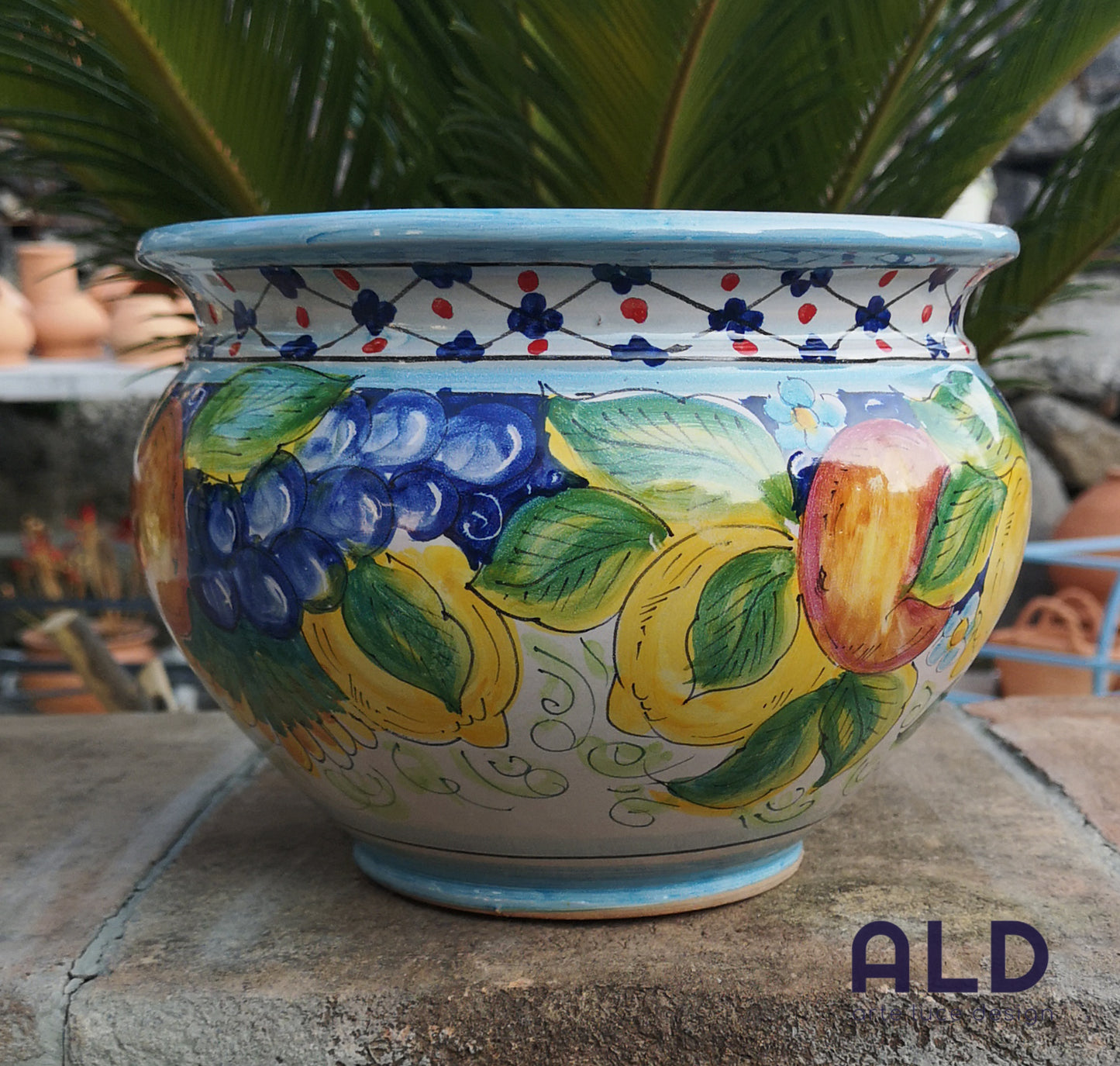 Vaso da Giardino Caspo Cache-Pot in Ceramica di Caltagirone Porta Piante Fiori