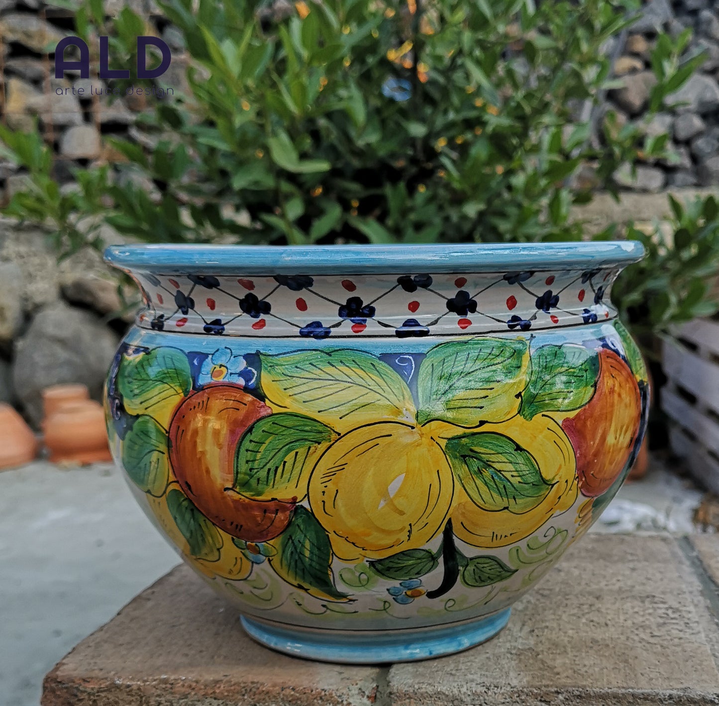 Vaso da Giardino Caspo Cache-Pot in Ceramica di Caltagirone Porta Piante Fiori