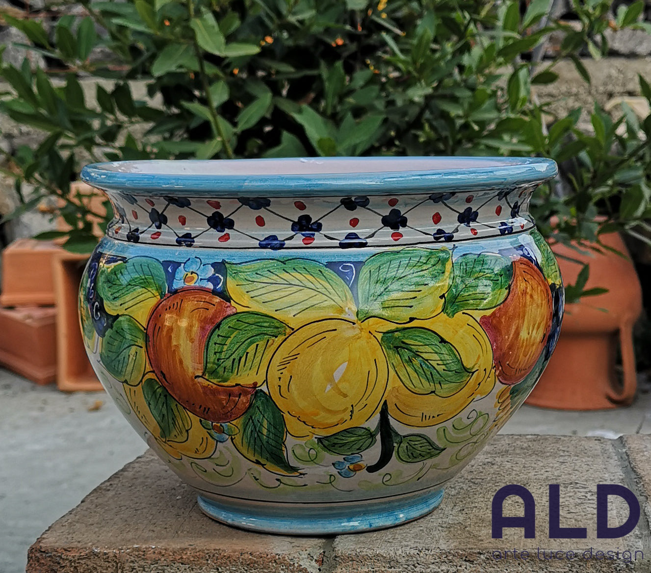 Vaso da Giardino Caspo Cache-Pot in Ceramica di Caltagirone Porta Piante Fiori