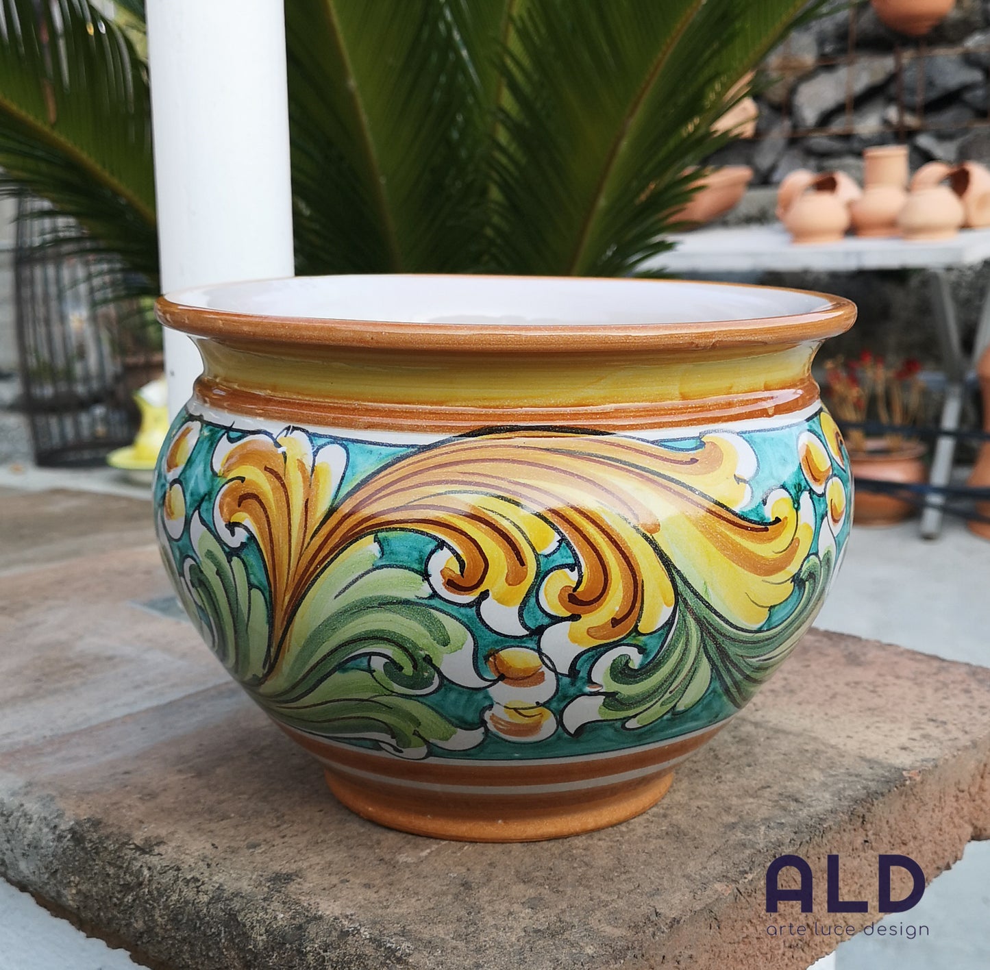 Vaso caspo cache-pot in ceramica di Caltagirone copri vaso porta piante giardino