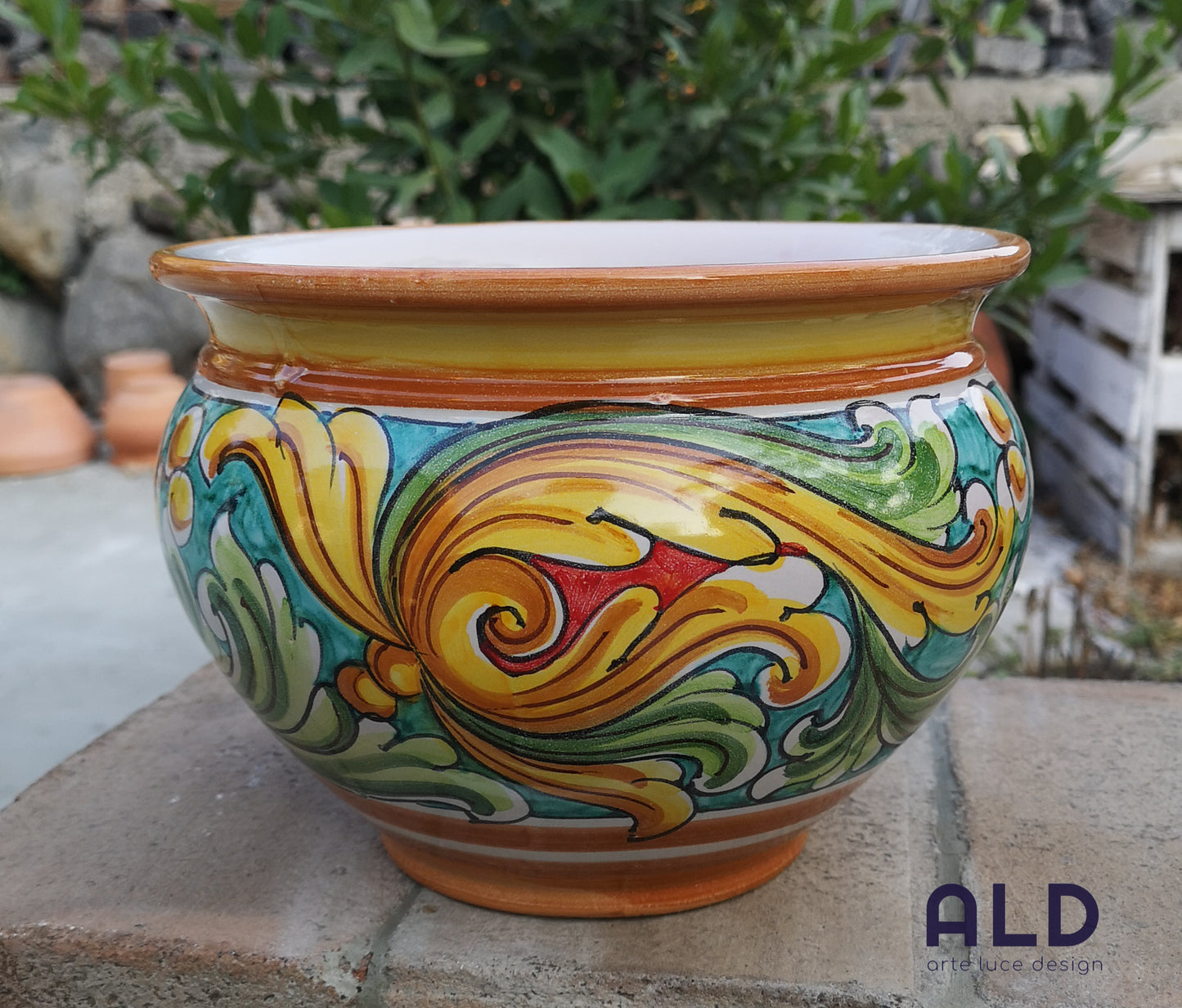 Vaso caspo cache-pot in ceramica di Caltagirone copri vaso porta piante giardino