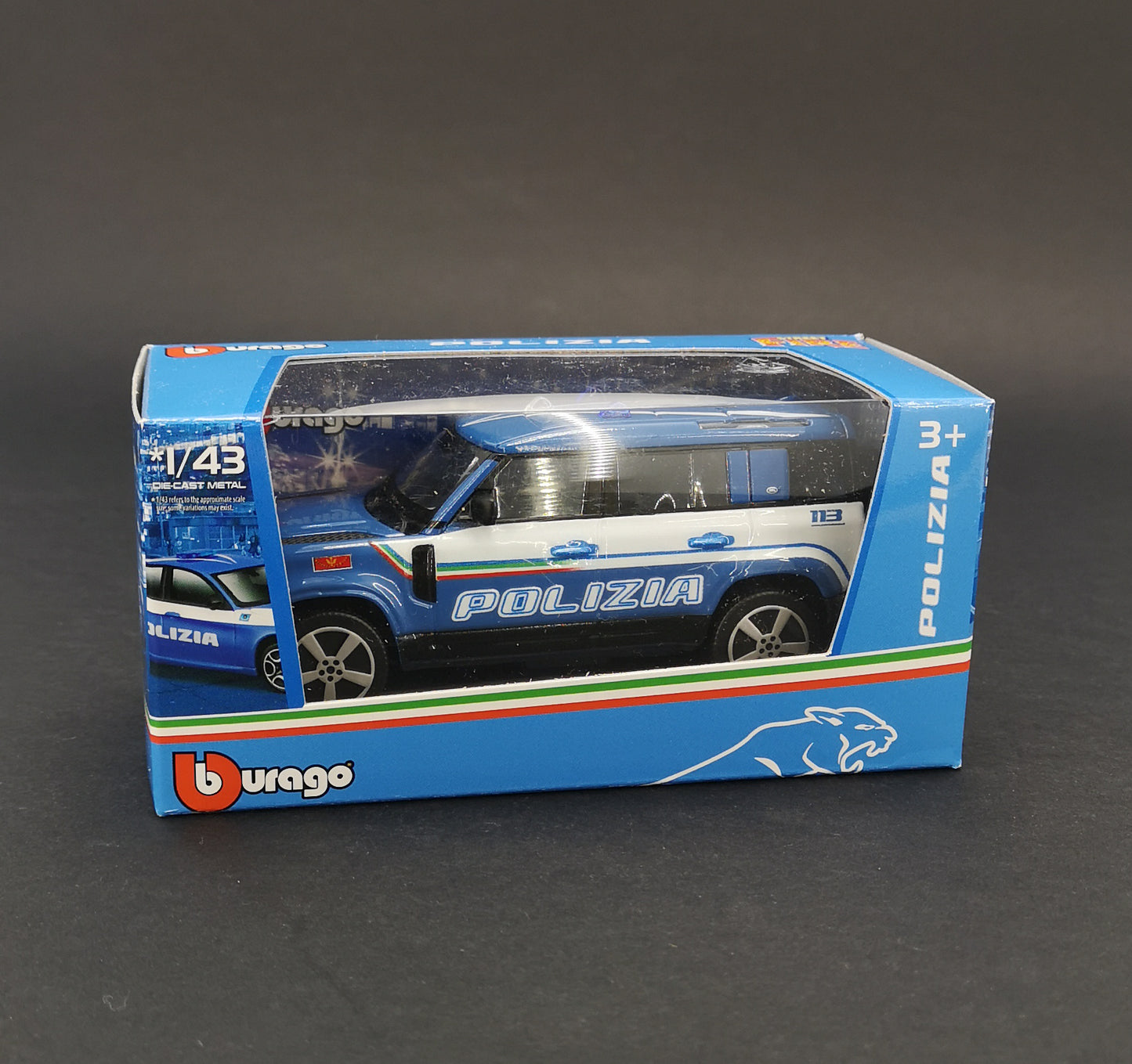 modellino auto 1/43 land rover defender 110 polizia suv fuoristrada bburago