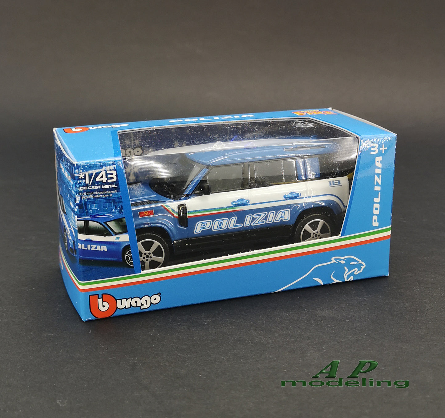 modellino auto 1/43 land rover defender 110 polizia suv fuoristrada bburago