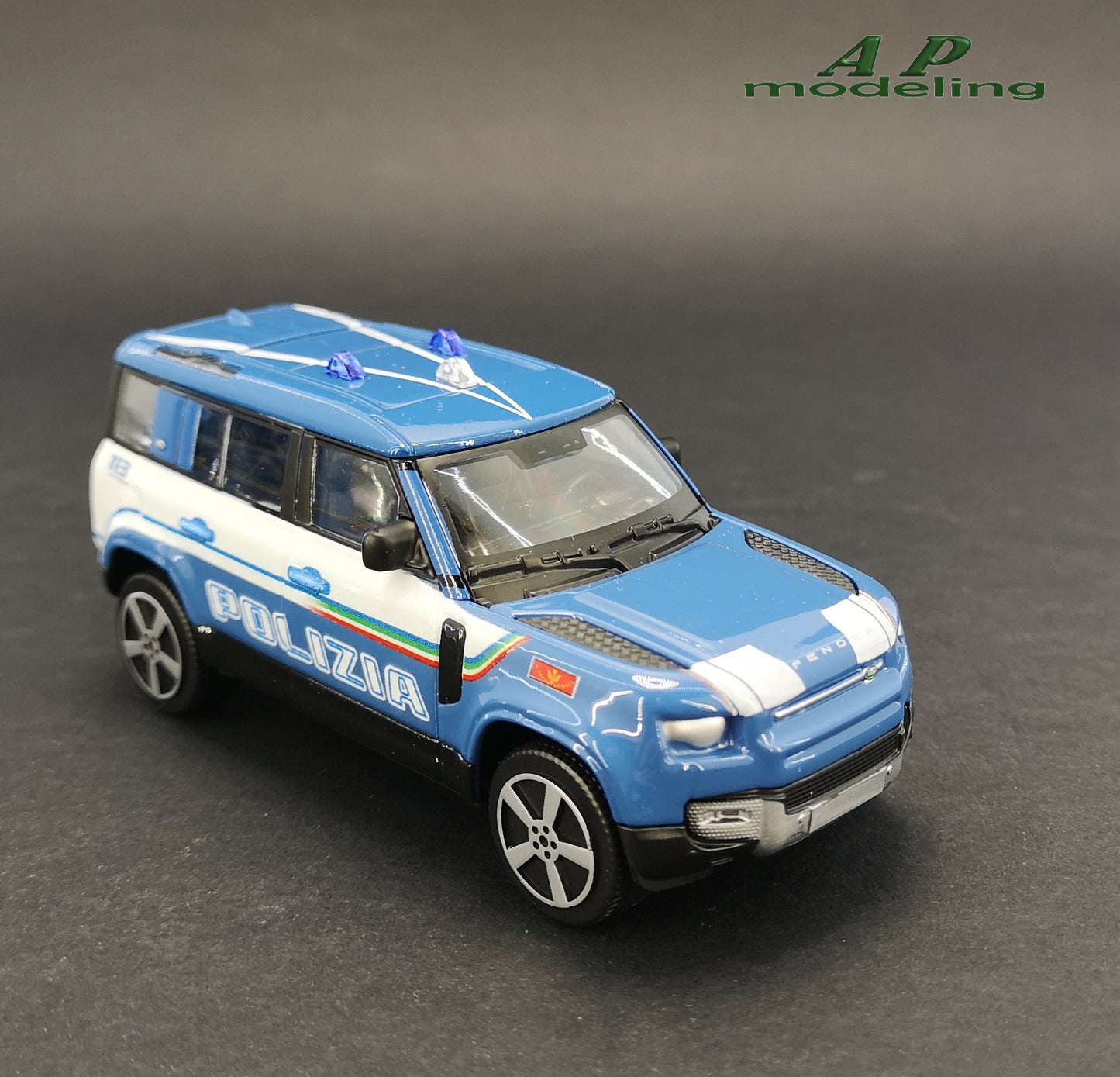 modellino auto 1/43 land rover defender 110 polizia suv fuoristrada bburago