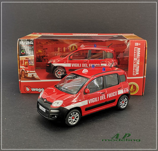 modellino auto scala 1/24 fiat nuova panda vigili del fuoco pompieri bburago