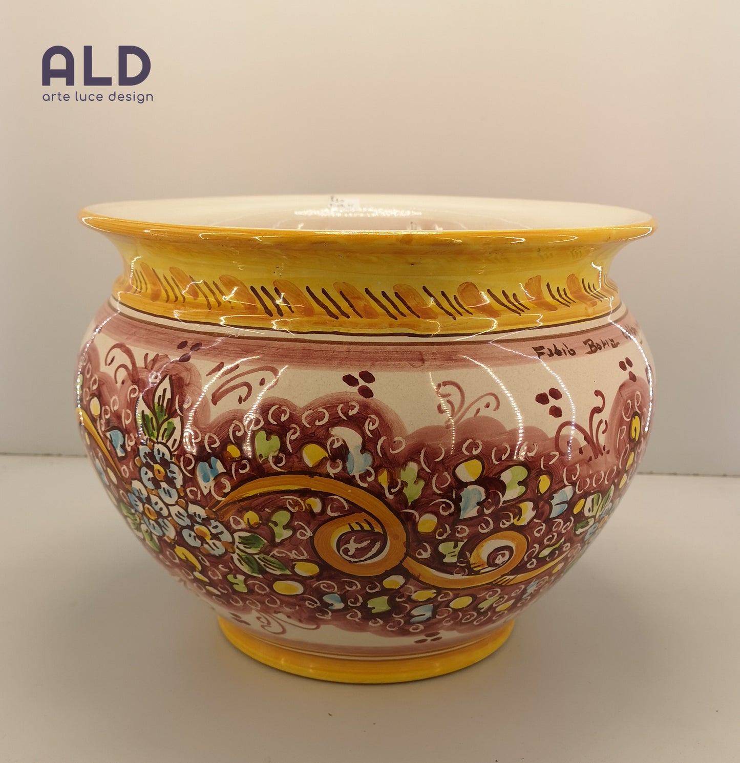 Vaso porta piante in ceramica di Caltagirone cachepot da giardino dipinto a mano