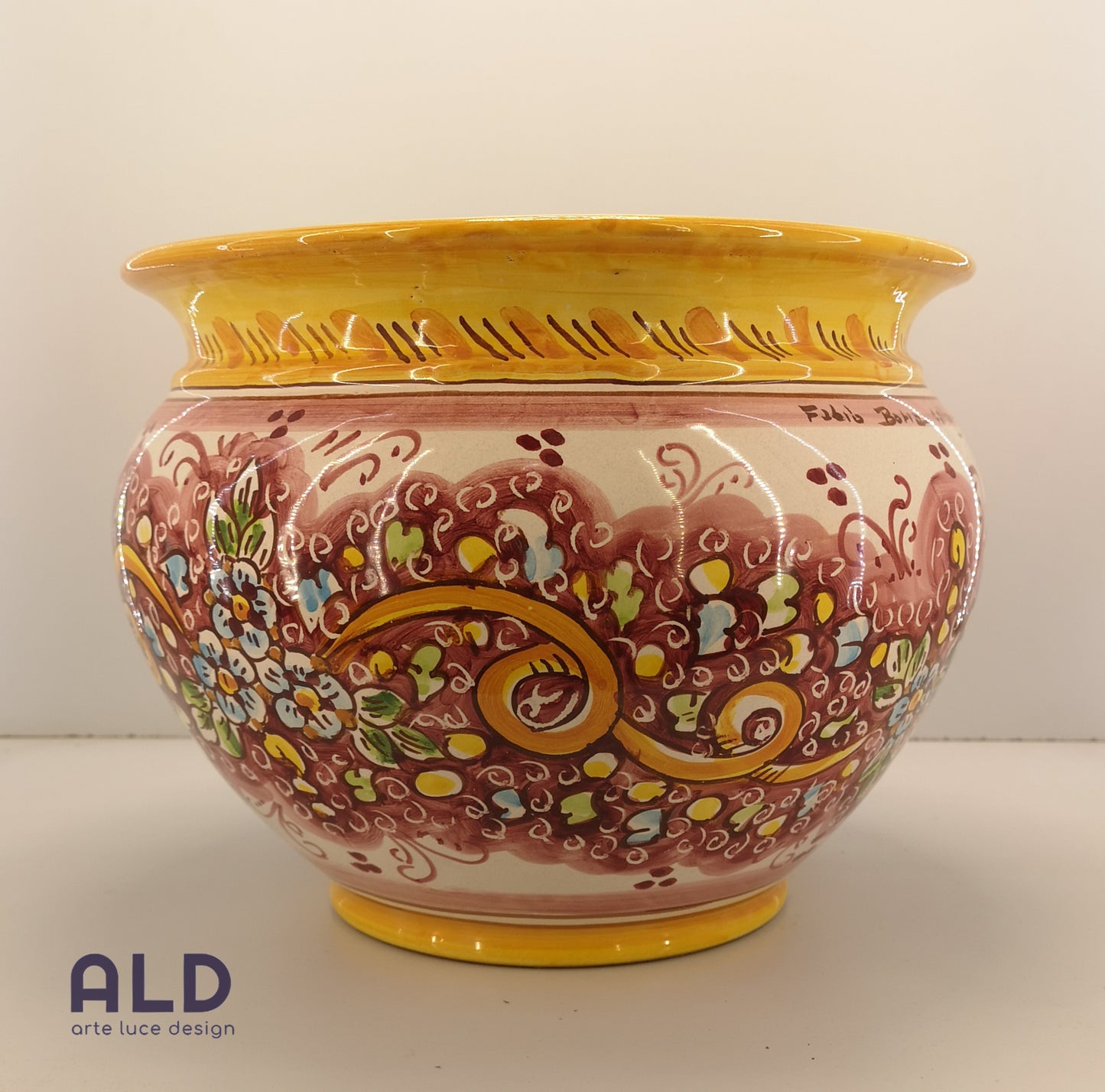 Vaso porta piante in ceramica di Caltagirone cachepot da giardino dipinto a mano