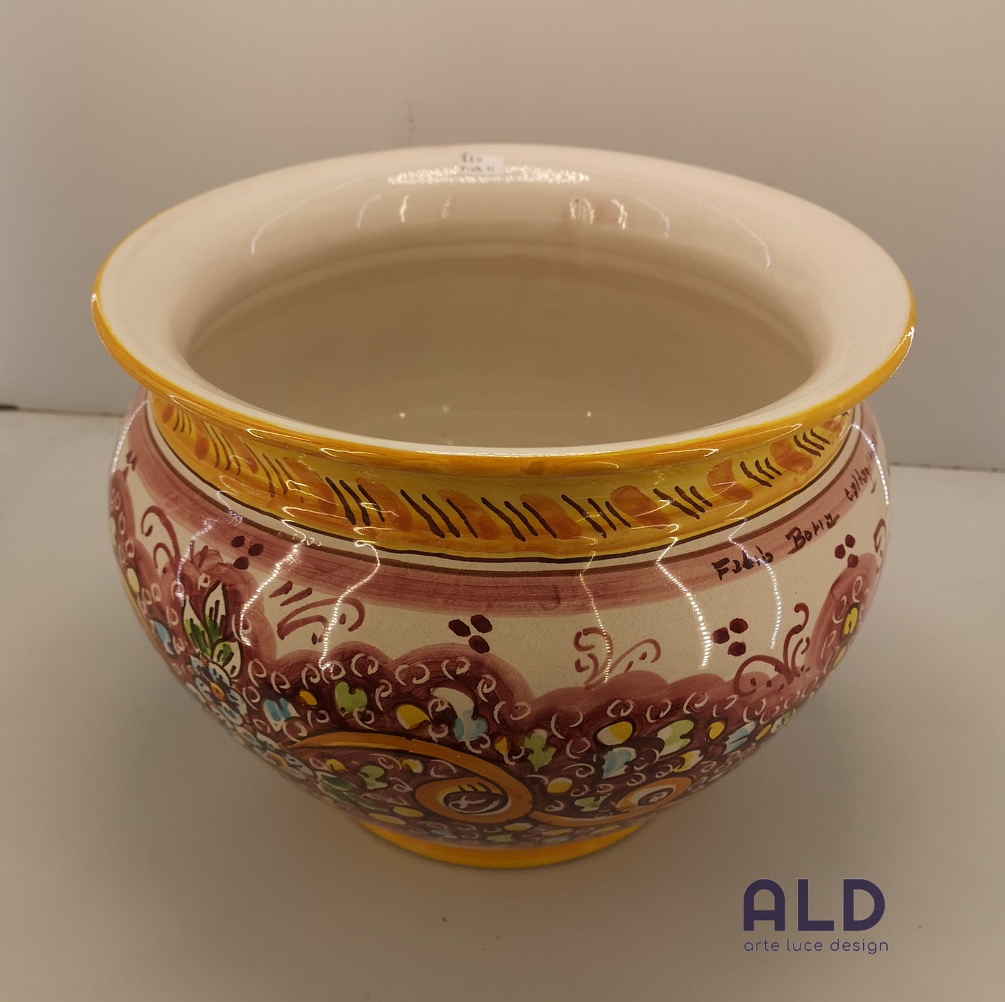 Vaso porta piante in ceramica di Caltagirone cachepot da giardino dipinto a mano