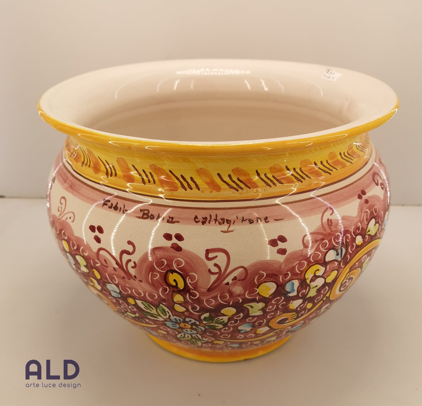 Vaso porta piante in ceramica di Caltagirone cachepot da giardino dipinto a mano