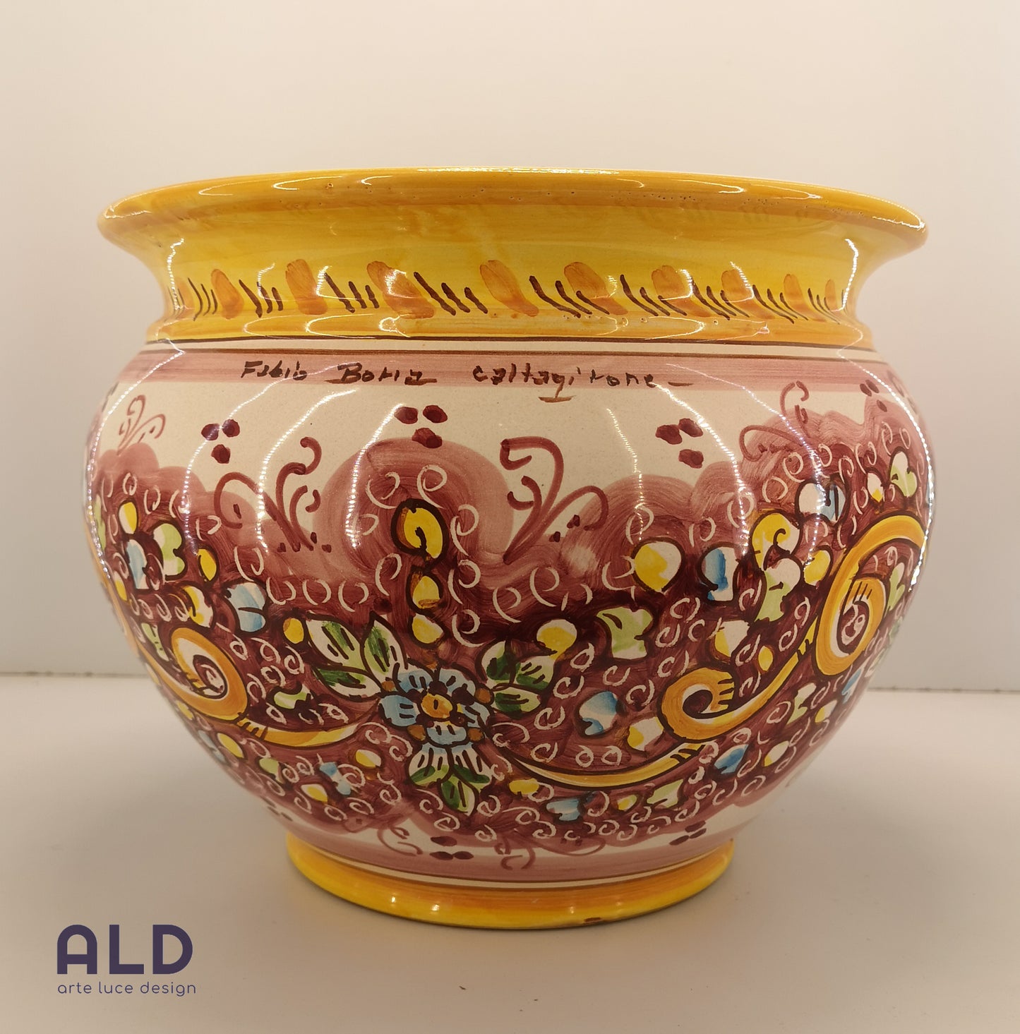 Vaso porta piante in ceramica di Caltagirone cachepot da giardino dipinto a mano