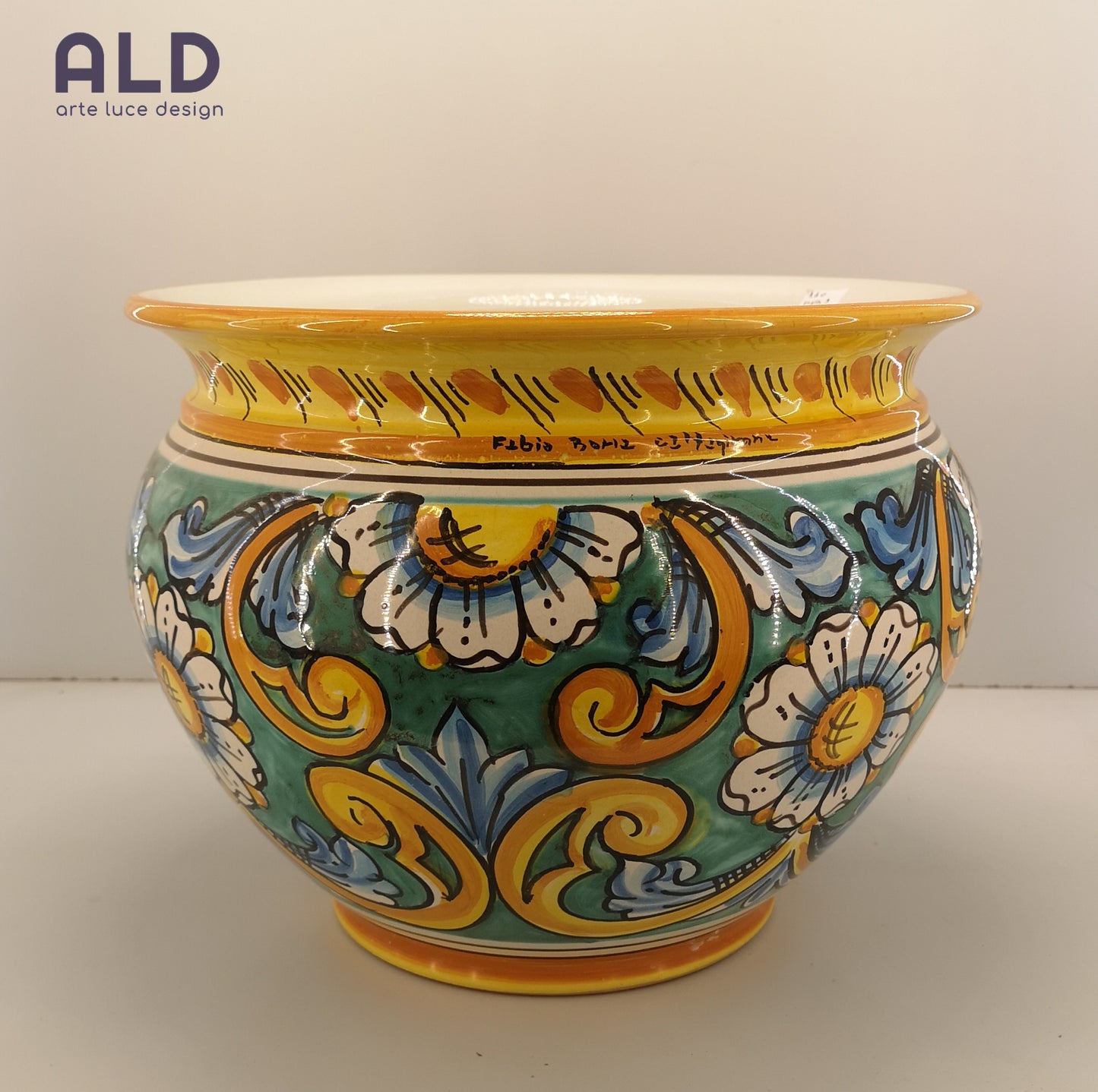 Vaso porta piante in ceramica di Caltagirone cachepot da giardino fantasia fiori