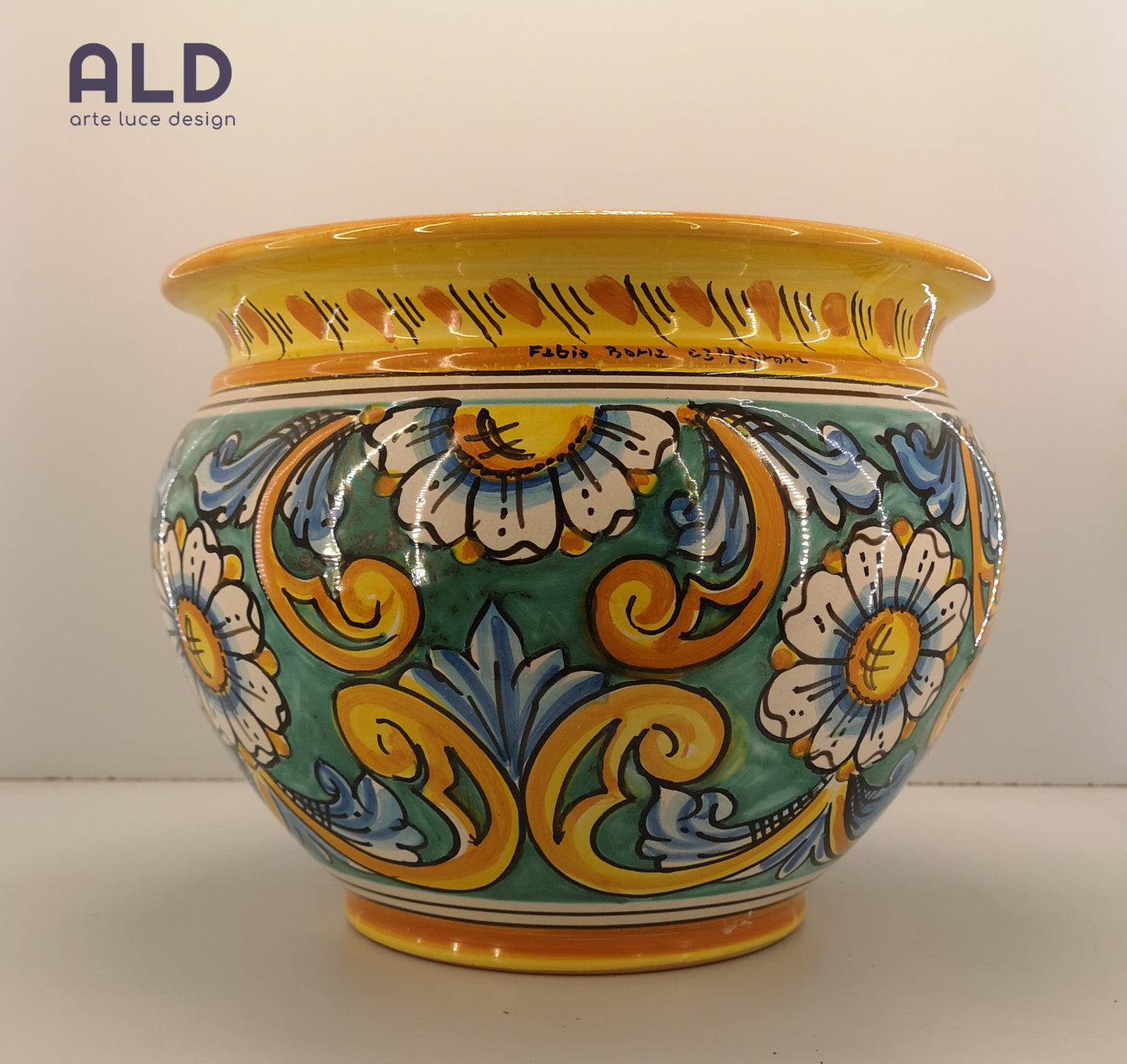 Vaso porta piante in ceramica di Caltagirone cachepot da giardino fantasia fiori